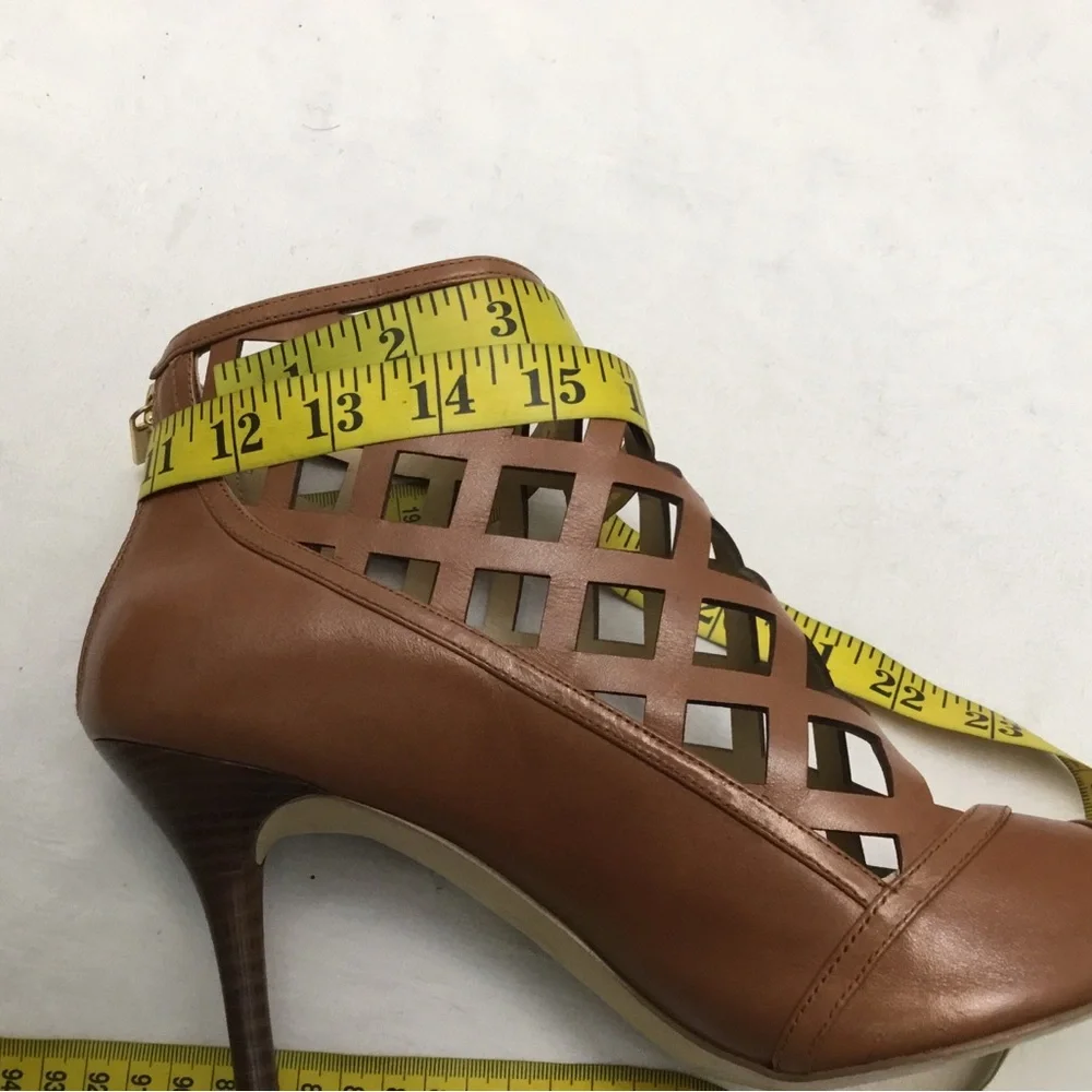 Michael Kors tan High Heel Peep-Toe Booties with Lattice Design - Picture 6 of 13
